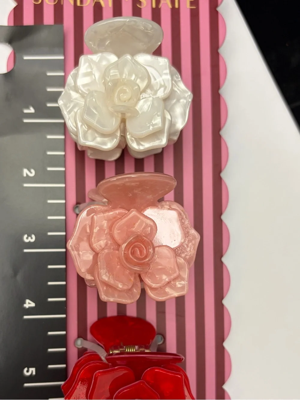 NWT ⚜️🌺⚜️ Sunday State Rose Bud Mini Hair Claw Clip Set of 3